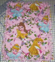 Disney Princess Belle Cinderella Aurora Fleece Baby Blanket Pet Lap 30&quot;x24&quot; Pink - £34.28 GBP