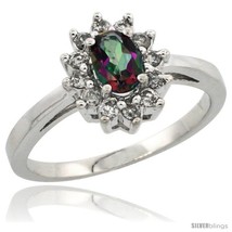 10k white gold mystic topaz diamond halo ring oval shape 1 2 carat 6x4 mm 1 2 in wide thumb200