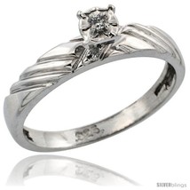 Size 10 - Sterling Silver Diamond Engagement Ring, w/ 0.06 Carat Brilliant Cut  - £44.26 GBP