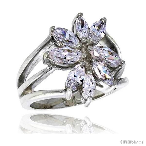 Size 9 - Highest Quality Sterling Silver 3/4 in (18 mm) wide Right Hand Flower  - $109.56