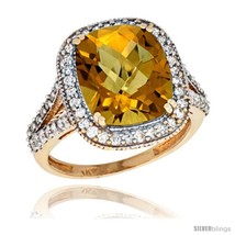 Size 7 - 14k Yellow Gold Diamond Halo Amethyst Ring Checkerboard Cushion 12x10  - £1,253.27 GBP