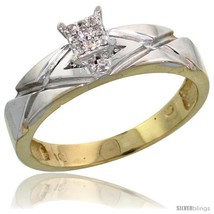 Size 7 - 10k Yellow Gold Diamond Engagement Ring 0.06 cttw Brilliant Cut, 3/16  - £187.84 GBP