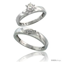 Size 6 - Sterling Silver 2-Piece Diamond Ring Set ( Engagement Ring &amp; Man&#39;s  - £97.34 GBP