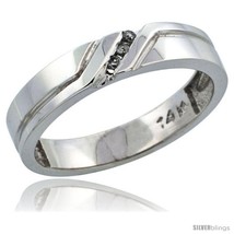 Size 9.5 - 14k White Gold Ladies&#39; Diamond Ring Band w/ 0.04 Carat Brilliant Cut  - £366.48 GBP