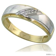 Size 8 - 10k Yellow Gold Mens Diamond Wedding Band Ring 0.03 cttw Brilliant  - £307.43 GBP