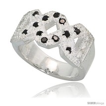Size 7 - Sterling Silver Double X Crisscross Ring, High Quality Black & White  - £39.99 GBP