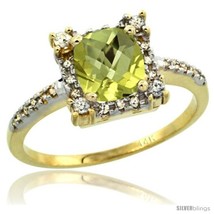 Size 10 - 14k Yellow Gold Diamond Halo Amethyst Ring 1.2 ct Checkerboard Cut  - £417.56 GBP