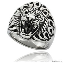 Size 13 - Surgical Steel Biker Ring Lion Head 11/16 in  - £23.46 GBP