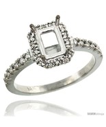 Size 9.5 - 14k White Gold Semi Mount (for 7x5 Emerald Cut Stone) Engagem... - £508.37 GBP