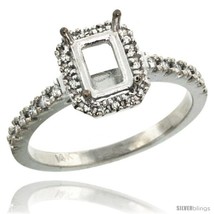 Size 8.5 - 14k White Gold Semi Mount (for 7x5 Emerald Cut Stone) Engagement  - £475.00 GBP