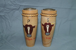 Vintage Wooden Collection of Japan Western Theme Salt and Pepper Shaker - £19.49 GBP