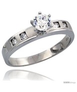 Size 6.5 - Sterling Silver Engagement Ring CZ Stones Rhodium Finish 5/32... - £40.03 GBP
