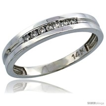 Size 10.5 - 14k White Gold Men&#39;s Diamond Ring Band w/ 0.15 Carat Brillia... - £487.44 GBP