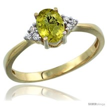14k yellow gold ladies natural lemon quartz ring oval 7x5 stone diamond accent thumb200