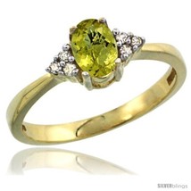 Size 5.5 - 14k Yellow Gold Ladies Natural Lemon Quartz Ring oval 6x4 Stone  - £249.54 GBP