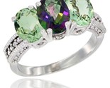 E gold natural mystic topaz green amethyst ring 3 stone 7x5 mm oval diamond accent thumb155 crop
