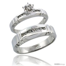 Size 10 - 14k White Gold 2-Piece Diamond Ring Band Set w/ Rhodium Accent (  - £1,263.16 GBP
