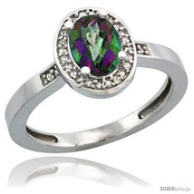 Size 10 - Sterling Silver Diamond Mystic Topaz Ring 1 ct 7x5 Stone 1/2 in  - £106.13 GBP