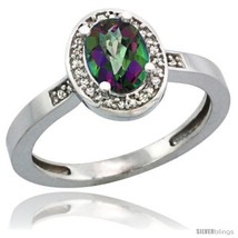 Size 8 - Sterling Silver Diamond Mystic Topaz Ring 1 ct 7x5 Stone 1/2 in  - £104.04 GBP