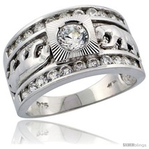 Ing silver mens double panther solitaire ring brilliant cut cz stones 1 2 in 12 mm wide thumb200
