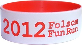 100 ONE INCH 1&quot; COLOR TEXT CUSTOM SILICONE WRISTBANDS BIG FAT BANDS SHIP... - $158.39