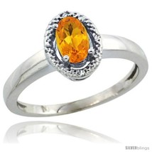 Size 8 - Sterling Silver Diamond Halo Natural Citrine Ring 0.75 Carat Oval  - £47.03 GBP