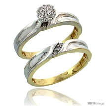 Size 5 - 10k Yellow Gold Diamond Engagement Rings Set 2-Piece 0.07 cttw  - £333.44 GBP