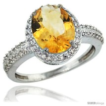 Size 9 - Sterling Silver Diamond Natural Citrine Ring Oval Stone 10x8 mm 2.4 ct  - £179.28 GBP