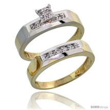 Size 9 - 10k Yellow Gold Diamond Engagement Rings Set 2-Piece 0.10 cttw  - £341.07 GBP