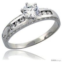 Size 7 - Sterling Silver Engagement Ring CZ Stones 3/16 in. 5  - £37.44 GBP