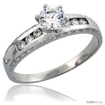 Size 6 - Sterling Silver Engagement Ring CZ Stones 3/16 in. 5  - £37.83 GBP