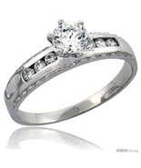 Size 6 - Sterling Silver Engagement Ring CZ Stones 3/16 in. 5  - £37.44 GBP