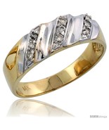Size 12 - 14k Gold Men&#39;s Diamond Band w/ Rhodium Accent, w/ 0.14 Carat  - £608.12 GBP