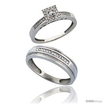 Size 10 - 14k White Gold 2-Piece Diamond Ring Set ( Engagement Ring &amp; Man&#39;s  - £866.97 GBP