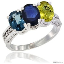 Al london blue topaz blue sapphire lemon quartz ring 3 stone oval 7x5 mm diamond accent thumb200