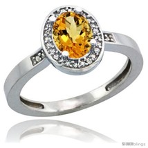Size 6 - Sterling Silver Diamond Natural Citrine Ring 1 ct 7x5 Stone 1/2 in  - £106.13 GBP