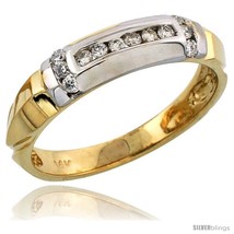 Size 13.5 - 14k Gold Men&#39;s Diamond Band w/ Rhodium Accent, w/ 0.23 Carat  - £665.50 GBP