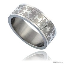 Size 8.5 - Surgical Steel 8mm Autism Awareness Jigsaw Puzzle Wedding Band  - £12.26 GBP