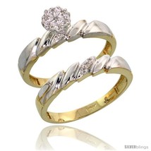 K yellow gold diamond engagement rings set 2 piece 0 07 cttw brilliant cut 5 32 in wide thumb200