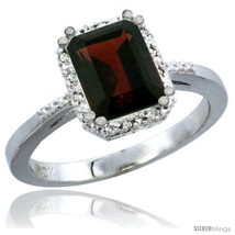 Size 10 - 14k White Gold Ladies Natural Garnet Ring Emerald-shape 8x6 Stone  - £430.35 GBP