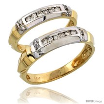 Size 10 - 14k Gold 2-Piece His (5mm) &amp; Hers (4mm) Diamond Wedding Band Set w/  - £1,177.90 GBP