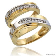 Size 10 - 14k Gold 2-Piece His (8mm) &amp; Hers (5mm) Diamond Wedding Band Set w/  - £1,397.56 GBP