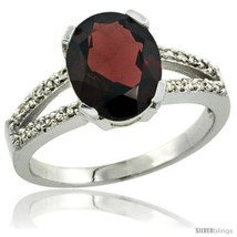 Size 6 - Sterling Silver and Diamond Halo Natural Garnet Ring 2.4 carat Oval  - £171.61 GBP