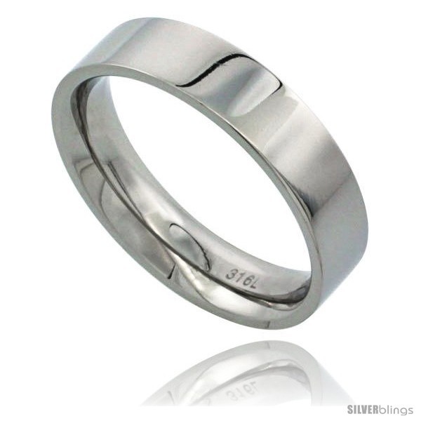 Primary image for Size 5 - Surgical Steel 5mm Wedding Band Thumb Ring Comfort-Fit High 