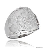 Size 12 - Sterling Silver Men&#39;s Jesus Christ Ring Brilliant Cut Cubic Zi... - £89.04 GBP
