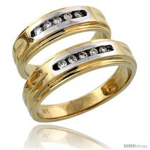 Size 5 - 14k Gold 2-Piece His (6mm) &amp; Hers (6mm) Diamond Wedding Band Set w/  - £1,351.11 GBP