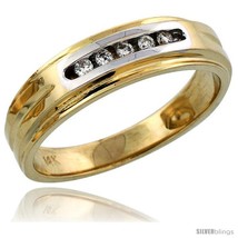 Size 8.5 - 14k Gold Men&#39;s Diamond Band w/ Rhodium Accent, w/ 0.10 Carat  - £726.87 GBP