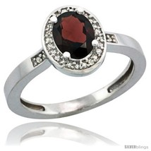 Size 9 - Sterling Silver Diamond Natural Garnet Ring 1 ct 7x5 Stone 1/2 in  - £104.69 GBP