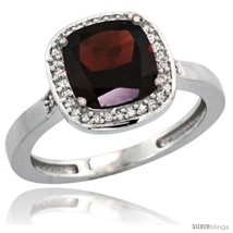 Size 5 - Sterling Silver Diamond Natural Garnet Ring 2.08 ct Checkerboard  - £178.08 GBP