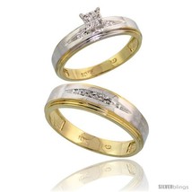 Size 6 - 10k Yellow Gold Diamond Engagement Rings 2-Piece Set for Men and Women  - £435.91 GBP